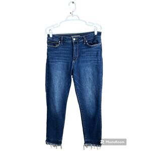 Joe’s Jeans Medium Wash Raw Hem Fringe Skinny/ Straight Blue Jeans Denim Size 31